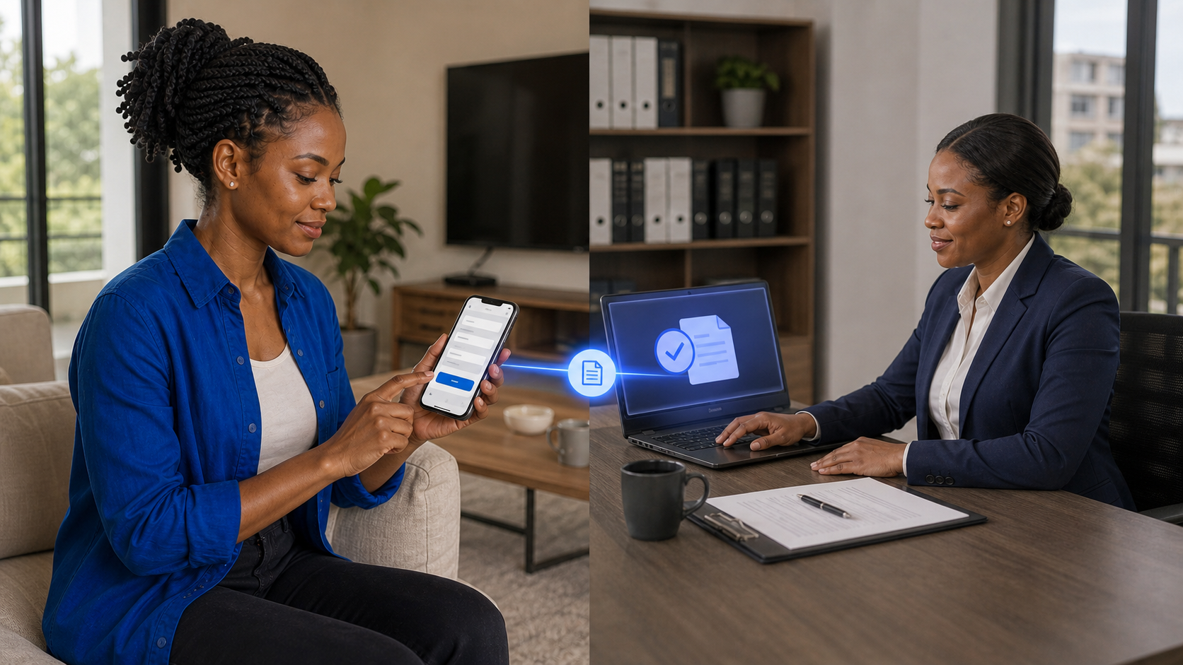 The tenant submitting a tenancy application from her phone.